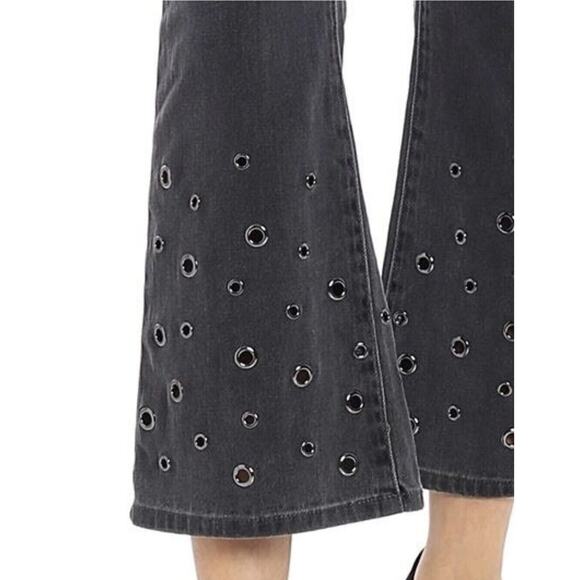 Michael Kors Women's Trombetta Crop Leg Jeans Sz 2 Charcoal Black Button Fly NWT - Picture 4 of 9